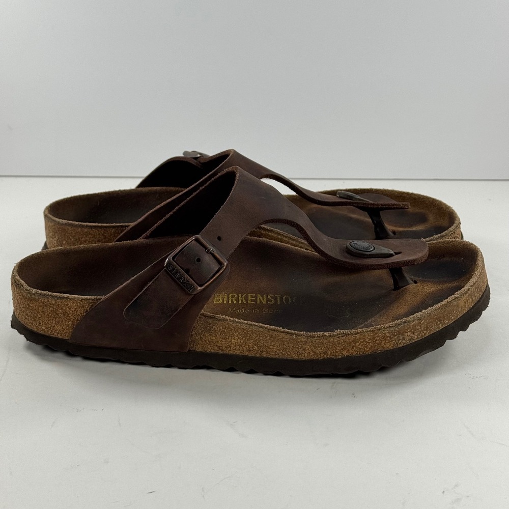 Birkenstock Gizeh Thong‎ Slip On Sandals Dark Brown Leather Women's Size 38